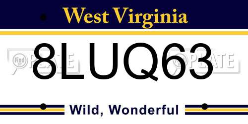 8LUQ63 West Virginia License Plate