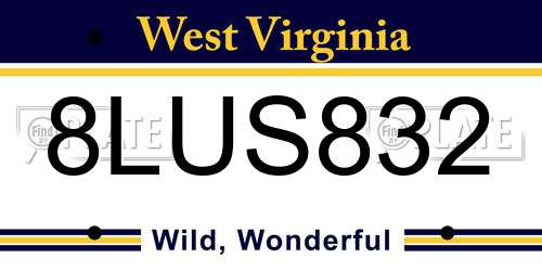 8LUS832 West Virginia License Plate