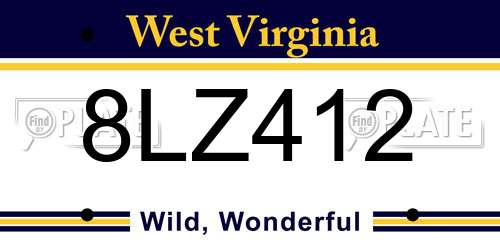 8LZ412 West Virginia License Plate