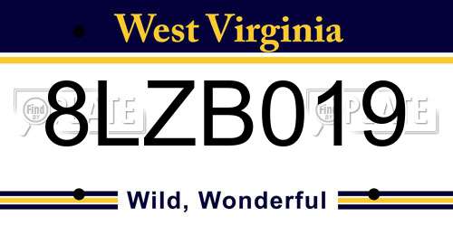 8LZB019 West Virginia License Plate