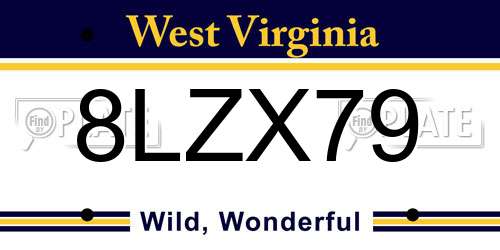 8LZX79 West Virginia License Plate