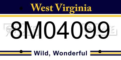 8M04099 West Virginia License Plate