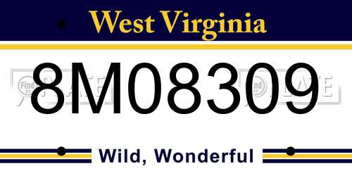 8M08309 West Virginia License Plate