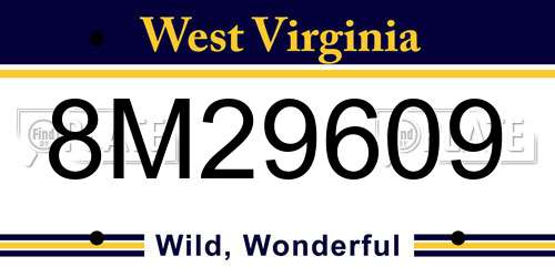 8M29609 West Virginia License Plate