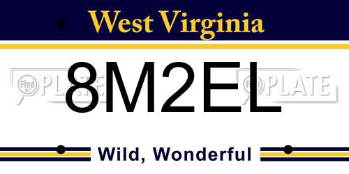 8M2EL West Virginia License Plate