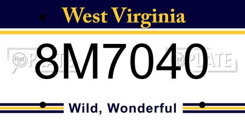 8M7040 West Virginia License Plate