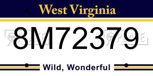 8M72379 West Virginia License Plate