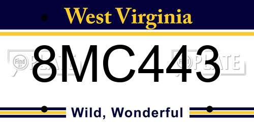 8MC443 West Virginia License Plate