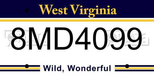 8MD4099 West Virginia License Plate