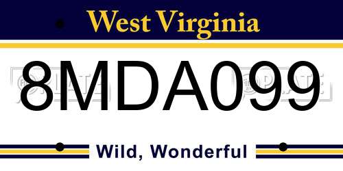 8MDA099 West Virginia License Plate