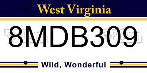 8MDB309 West Virginia License Plate