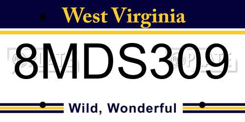 8MDS309 West Virginia License Plate