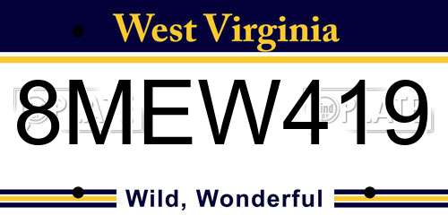 8MEW419 West Virginia License Plate