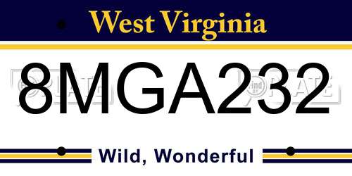 8MGA232 West Virginia License Plate