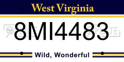 8MI4483 West Virginia License Plate
