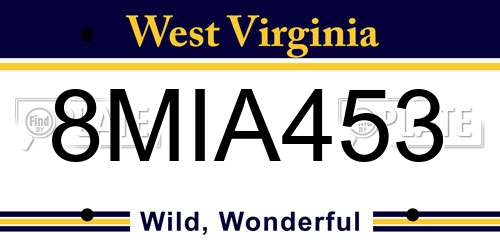 8MIA453 West Virginia License Plate