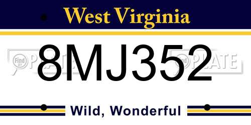 8MJ352 West Virginia License Plate