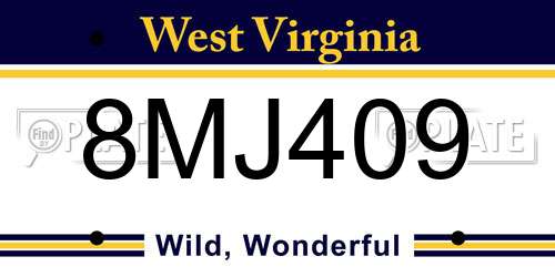 8MJ409 West Virginia License Plate