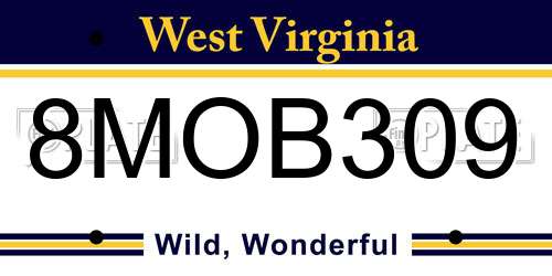 8MOB309 West Virginia License Plate