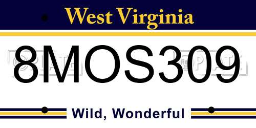 8MOS309 West Virginia License Plate