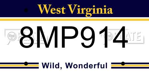 8MP914 West Virginia License Plate