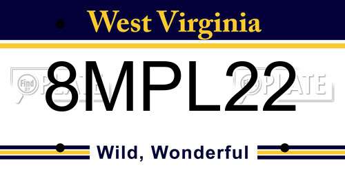 8MPL22 West Virginia License Plate