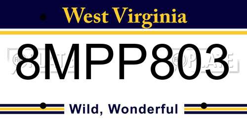 8MPP803 West Virginia License Plate