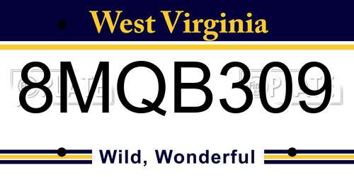 8MQB309 West Virginia License Plate