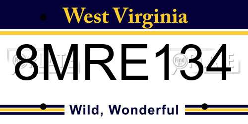 8MRE134 West Virginia License Plate