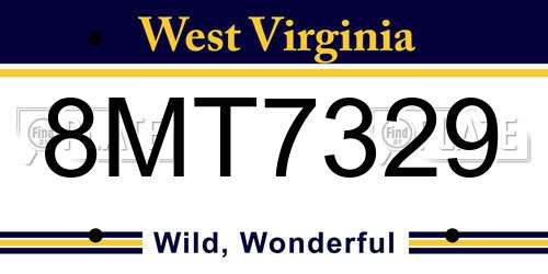 8MT7329 West Virginia License Plate
