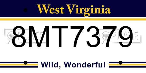 8MT7379 West Virginia License Plate
