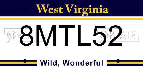 8MTL52 West Virginia License Plate