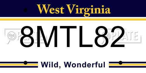 8MTL82 West Virginia License Plate