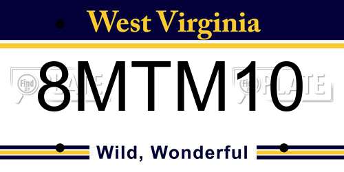 8MTM10 West Virginia License Plate