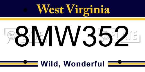 8MW352 West Virginia License Plate