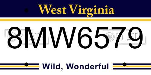 8MW6579 West Virginia License Plate