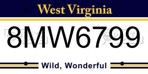8MW6799 West Virginia License Plate