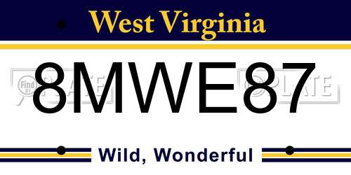 8MWE87 West Virginia License Plate