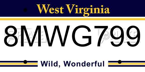 8MWG799 West Virginia License Plate