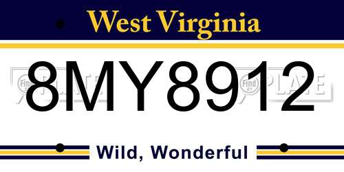 8MY8912 West Virginia License Plate