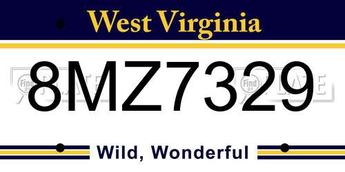 8MZ7329 West Virginia License Plate