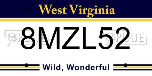 8MZL52 West Virginia License Plate