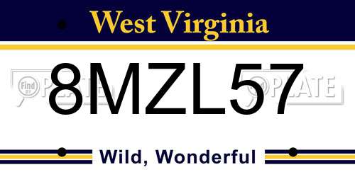8MZL57 West Virginia License Plate