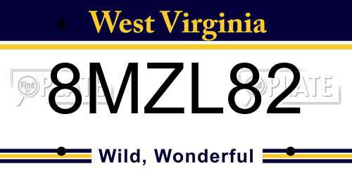 8MZL82 West Virginia License Plate