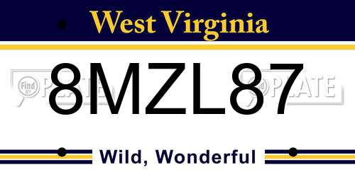 8MZL87 West Virginia License Plate