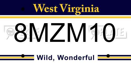8MZM10 West Virginia License Plate