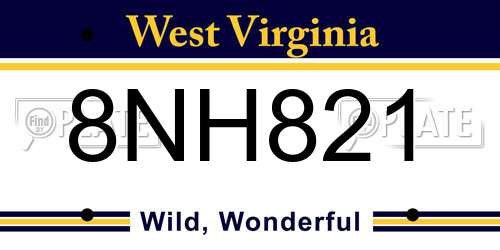 8NH821 West Virginia License Plate