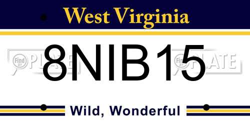 8NIB15 West Virginia License Plate