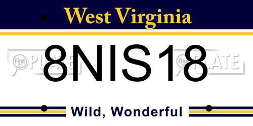 8NIS18 West Virginia License Plate