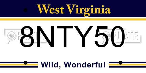 8NTY50 West Virginia License Plate